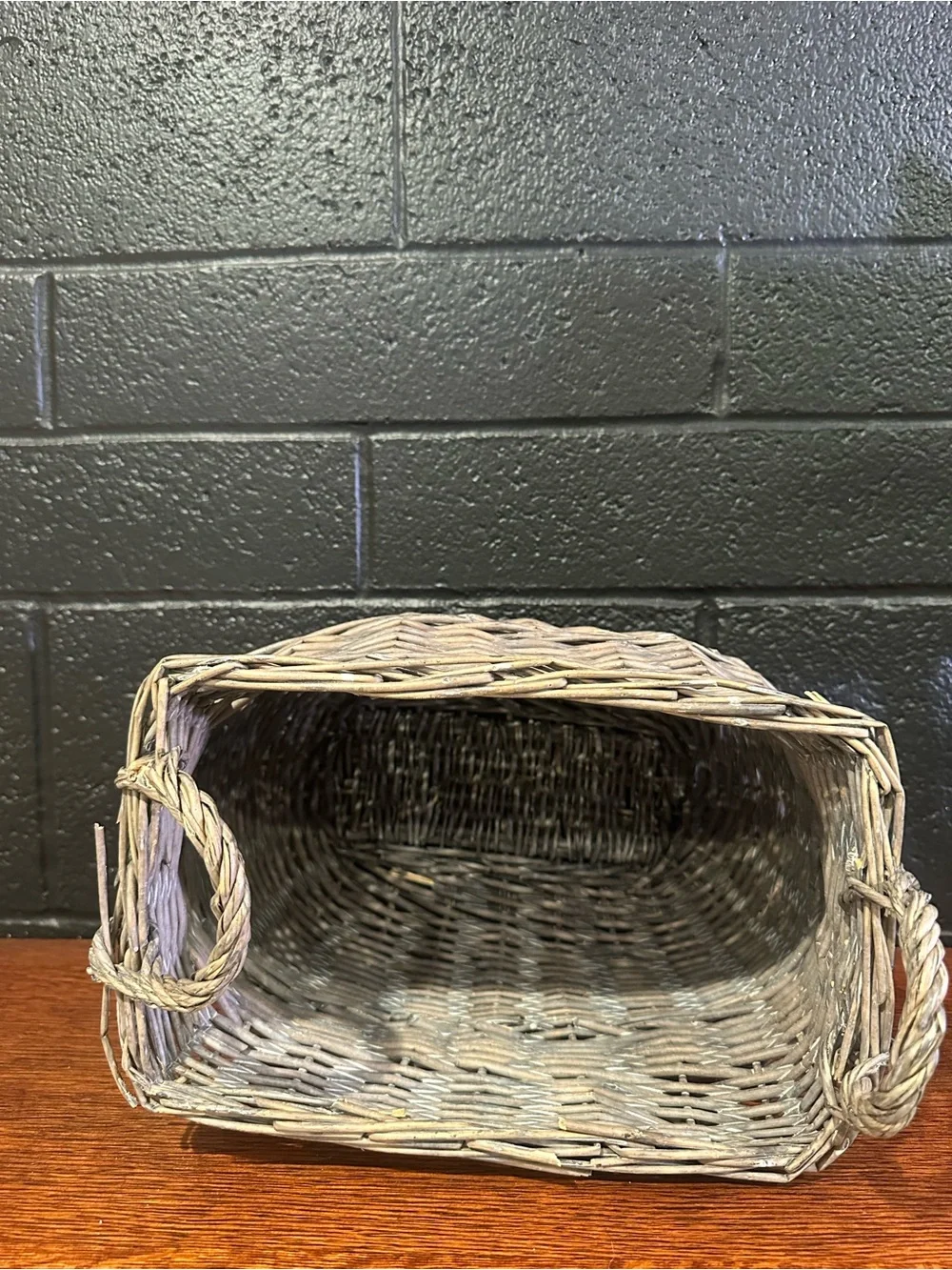 Woven Storage Basket with Handles - Gray